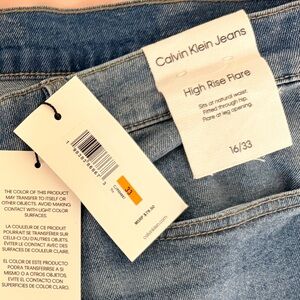 Calvin Klein Women's Light Blue High Rise Flare Jeans